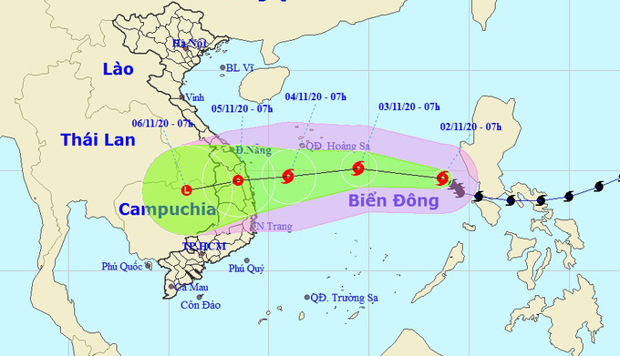 Bão Goni hướng vào Đà Nẵng - Phú Yên