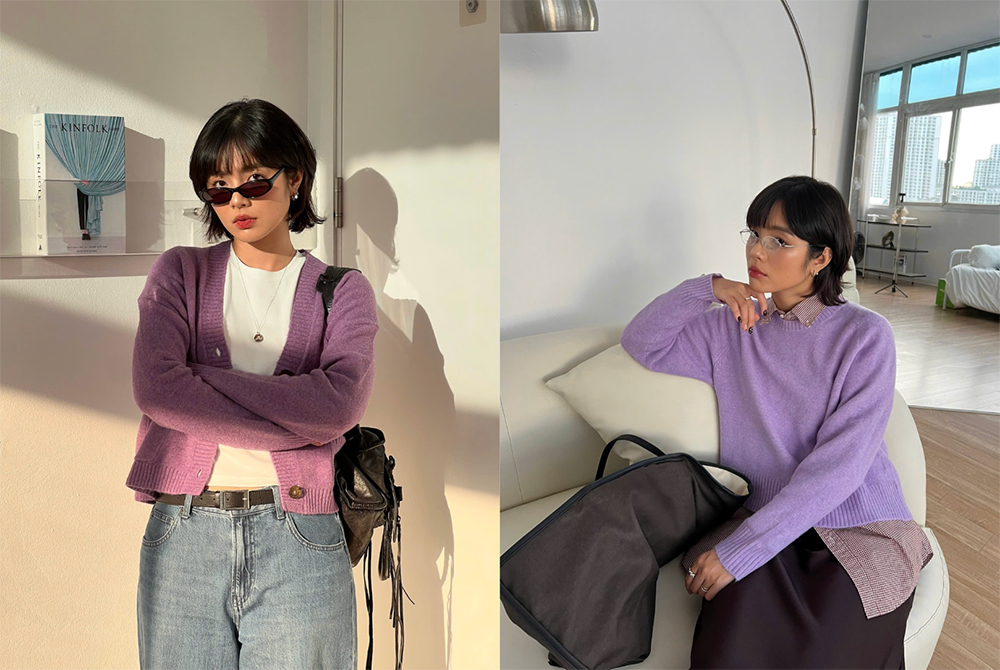 Áo len sợi souffle của UNIQLO nổi bật giữa khung cảnh trời thu từ Âu đến Á